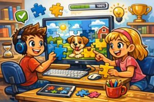 Puslespil og online malebog