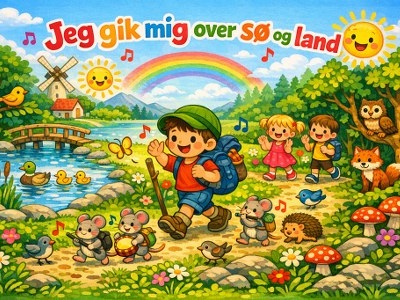 Jeg gik mig over sø og land - tekst og melodi