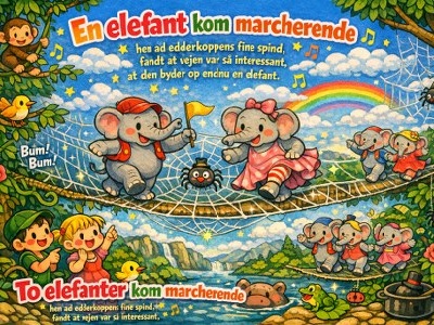 En elefant kom marcherende - tekst og melodi